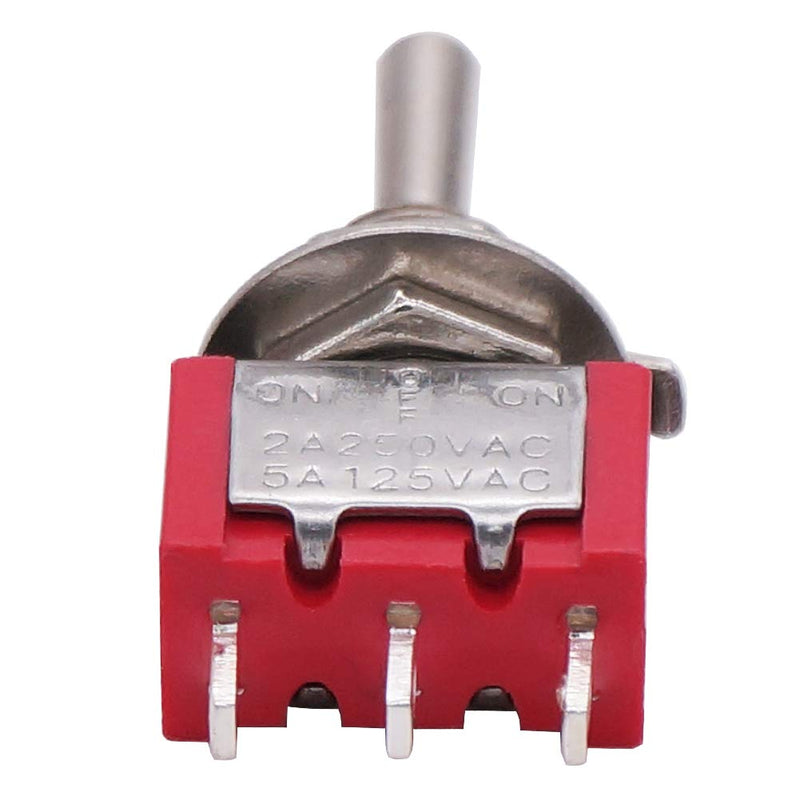 [Australia - AusPower] - Twidec/6Pcs Mini Momentary Toggle Switch SPDT 3 Position 3 Pins (0N)-Off-(ON) Miniature Toggle Switch AC 5A/125V 2A/250V Car Boat Switches with Waterproof Cap MTS-123-MZ 3Pin（ON)-OFF-(ON) 