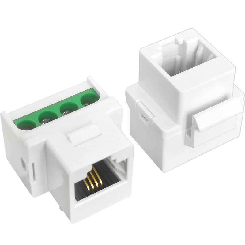 [Australia - AusPower] - NECABLES 5Pack RJ11 Screw Jack CAT3 Telephone Keystone Jack with Screw Terminal on Breakout Board 4 Screws to RJ11 6P4C Female White White 5pcs 