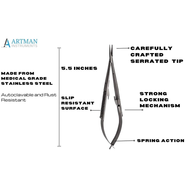 [Australia - AusPower] - 3 pcs Castroviejo Needle Holder 5.5 inches Straight with Lock | Dental Medical Ortho Surgical Needle Holder Locking | Veterinary Suture Restorative | by Artman instruments 