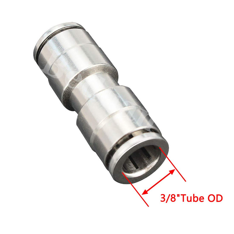 [Australia - AusPower] - Beduan Push to Connect Fitting 3/8" OD Nickel-Plated Copper Pneumatic Air Fitting Straight Union Tube Connector 3/8 Inch 1 