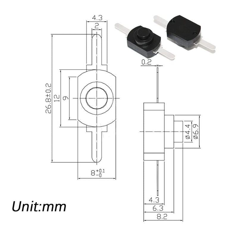 [Australia - AusPower] - mxuteuk 50pcs Black Latching Mini ON/Off Switch Self-Lock Micro Push Button Switch DC 30V 1A for Light Lamp Wall Outlet DIY SMD Flashlight Type BK-1208 