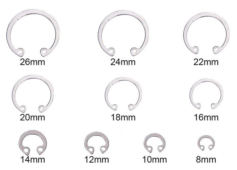 [Australia - AusPower] - Guard4U 200Pcs 10-Size Metric 304 Stainless Steel Internal Snap Ring, Circlip Retaining Ring Assortment Kit 