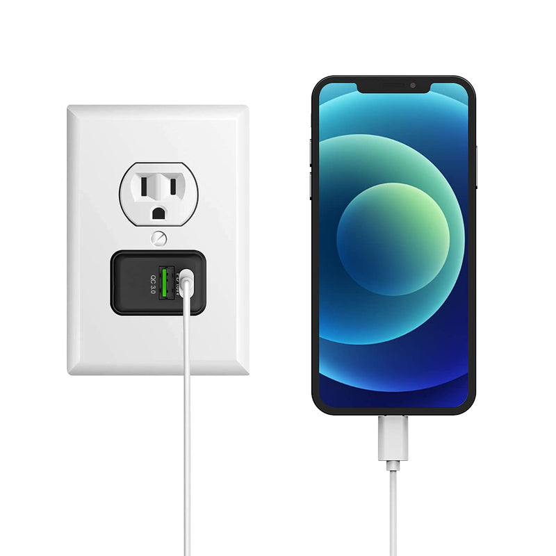 [Australia - AusPower] - CBUS 20W, 2-Port Fast Charger Power Adapter Compatible with iPhone, iPad/Pro/Air/Mini (Black) 