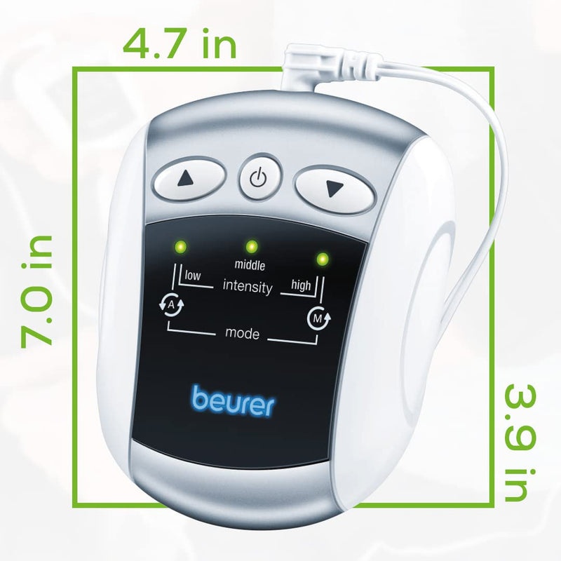 [Australia - AusPower] - Beurer EM34 TENS Unit Muscle Stimulator, 2-in-1 Knee & Elbow TENS Machine, E-Stim Device for Knee Pain Relief with 25 Intensity Levels, Electric Massager with Universal Brace 