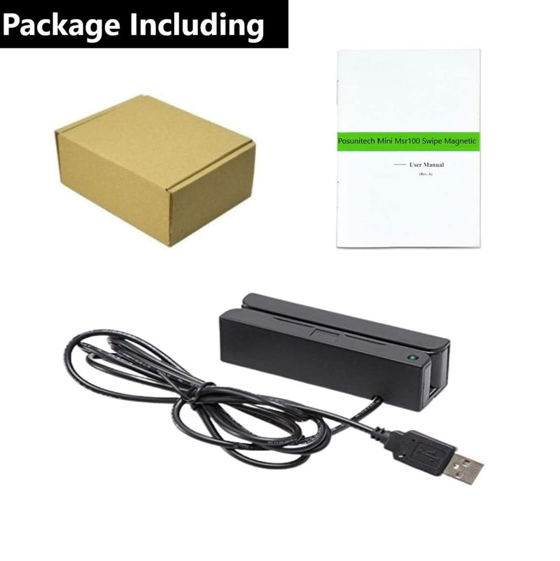 [Australia - AusPower] - Posunitech Mini Msr100 Swipe Magnetic Credit Card Reader 3 Tracks Hi/Lo Data Collector, USB Msr Stripe Card Reader for Point of Sale (POS), Access Control, ID Verify 