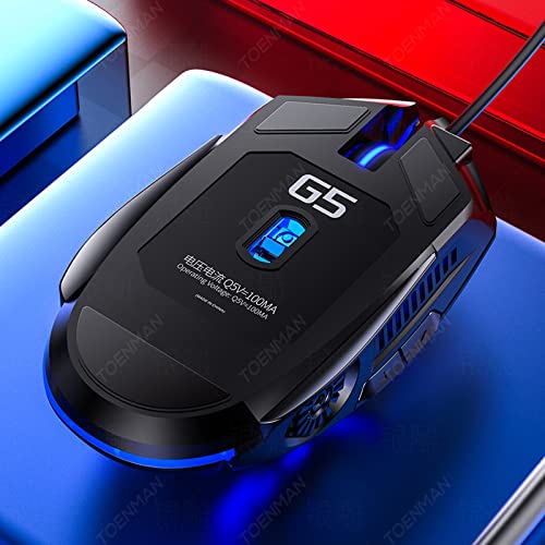 [Australia - AusPower] - Gaming Mouse Wired,6 Buttons, 4 Adjustable DPI Up to 3200 DPI, 7 Circular & Breathing LED Light, Multifunction Wired Mouse Used for Games and Office (Black) Black 