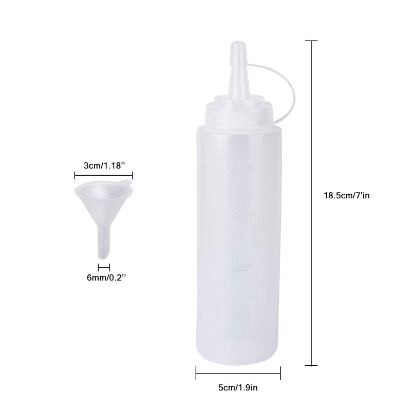 [Australia - AusPower] - Ketchup Dispenser Condiment Squeeze Bottles, Katfort 2PCS 8 oz Plastic Sauce Squirt Bottle with Cap Lids and Funnel, Pancake Squirt Bottles for Sauces Liquids Mustard BBQ Dressing Pancake Art 8oz 