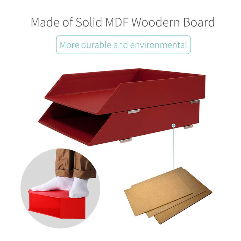 [Australia - AusPower] - VPACK Desk Organizer Drawer and File Holder Organizer, MDF Wood Desktop Organizer Document Sorter Magazine(Dark Red) Dark Red 