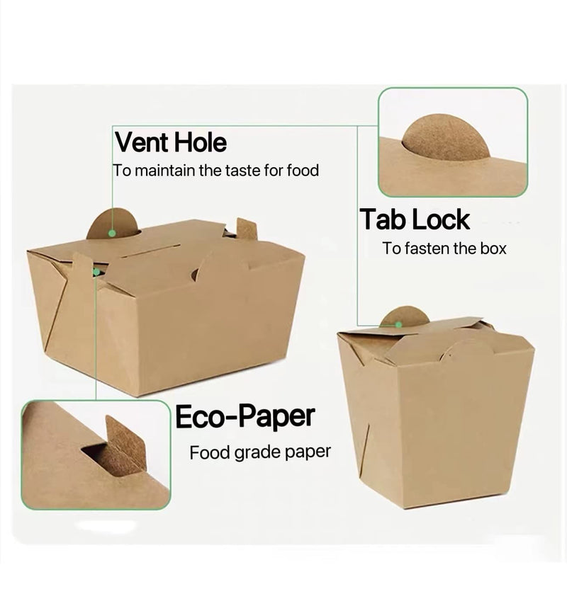 [Australia - AusPower] - Take Out Food Containers Microwaveable Kraft Brown Take Out Boxes 750 ml (10 Pack) 