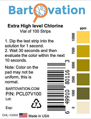 [Australia - AusPower] - Extra High-Level Chlorine Test Strips, 0-10,000 ppm [Vial of 100 Strips] 