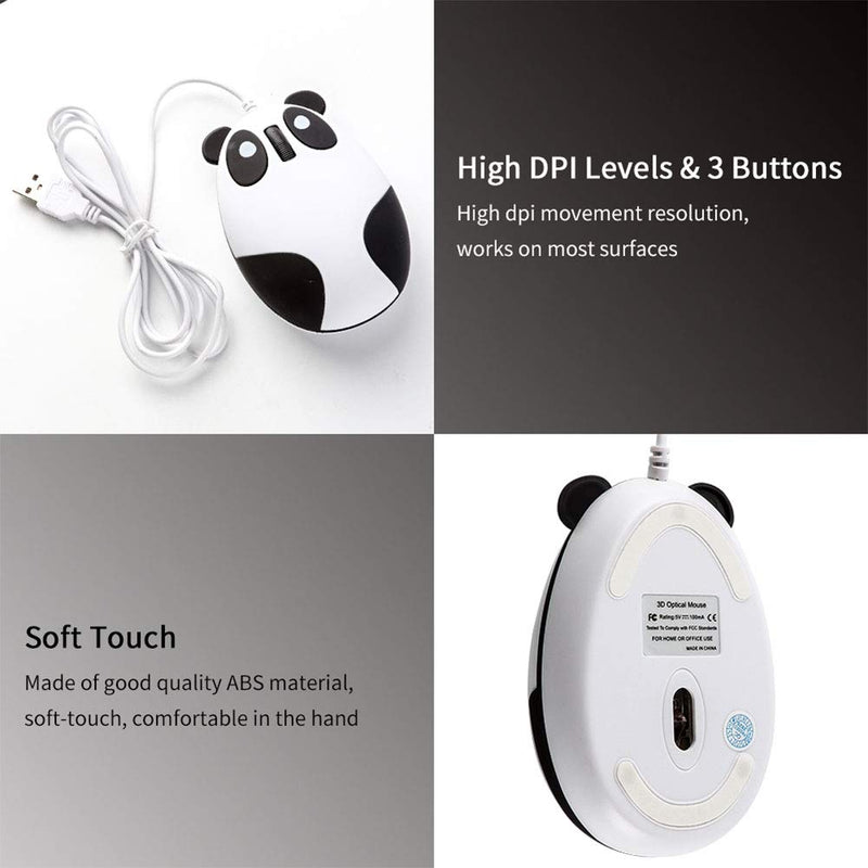 [Australia - AusPower] - CHUYI Panda Wired Mouse Cute Animal Series Mini Portable Corded Mice for Travel School Home Computer Laptop PC Kids Children Girls Gift 