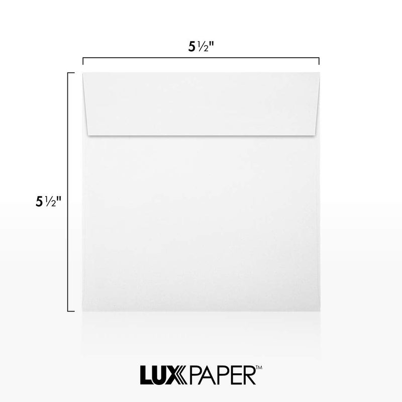 [Australia - AusPower] - LUX Paper Square Invitation Envelopes for 5 1/4 x 5 1/4 Cards in 80 lb. Bright White, Printable Envelopes for Invitations, with Peel & Press Seal, 50 Pack, Envelope Size 5 1/2 x 5 1/2 (White) 80lb. Bright White 
