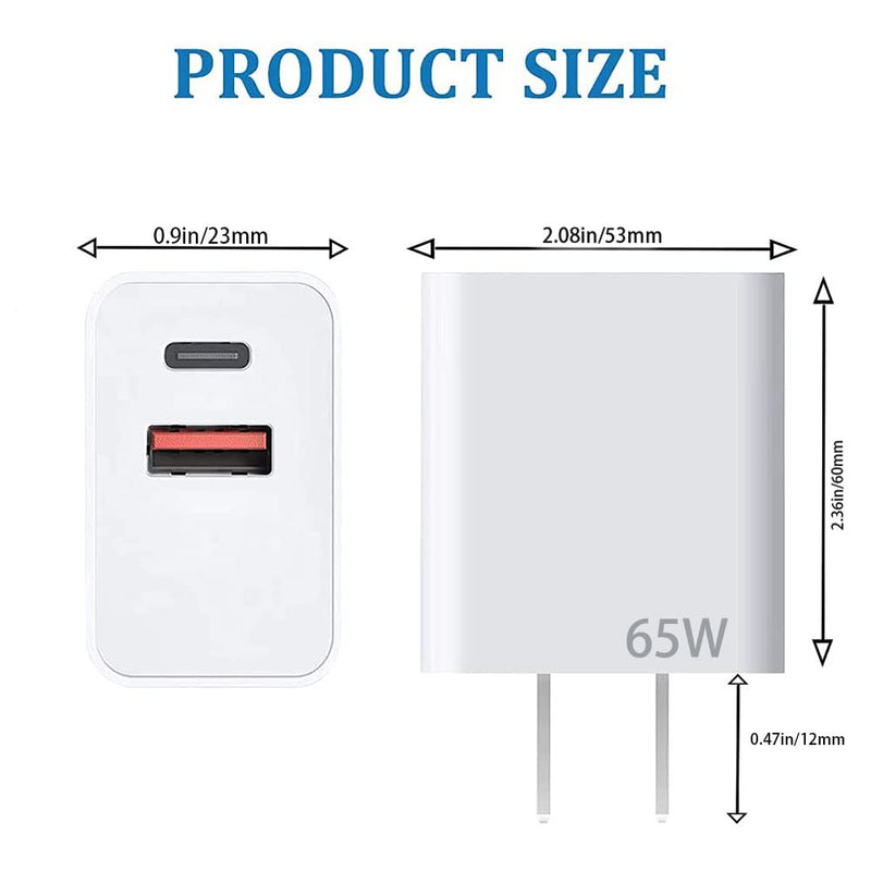 [Australia - AusPower] - USB C Charger 65W, DIZIBK Dual Ports GaN Wall Charger Fast Charger Block Compatible with MacBook/iPhone 13/13 Mini/13 Pro/13 Pro Max/12/11, Galaxy, Pixel, iPad, and More 