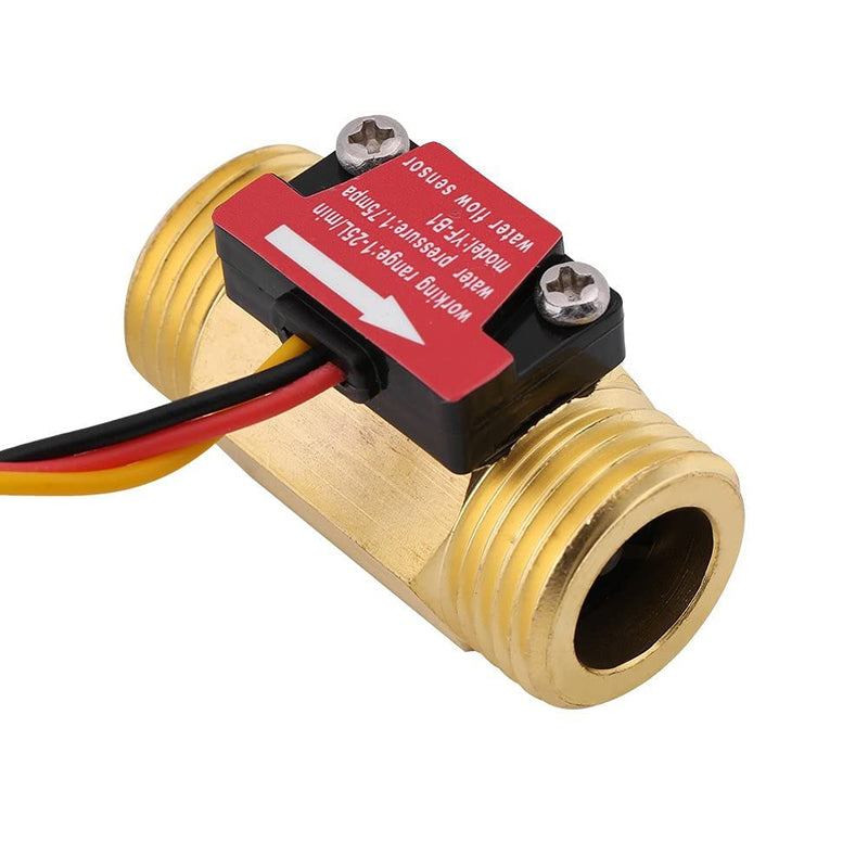 [Australia - AusPower] - G1/2'' Electric Magnetic Turbine Water Flow Meter Magnetic Brass Inline Hall Flow Sensor Switch External Threaded 1-25L/min 