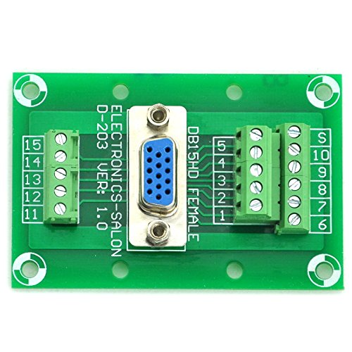 [Australia - AusPower] - Electronics-Salon D-SUB DB15HD Female Header Breakout Board, Terminal Block, Connector. 