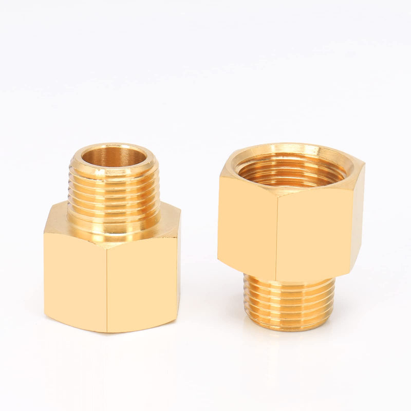 [Australia - AusPower] - BathAce Brass Pipe Fitting, Heavy Duty Metal Thread Solid Brass Reducer Adapter Pipe Reducing Connector, 2 Pack (3/8 Male Pipe x 1/2 Female Pipe) 3/8 Male Pipe x 1/2 Female Pipe 