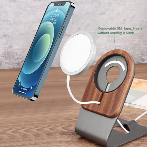 [Australia - AusPower] - Natural Wood Stand For Apple MagSafe Charger, Real Walnut Wood Mount For MagSafe Charger Compatible With iPhone13/13 Mini/13 Pro Max/iPhone 12 Series 