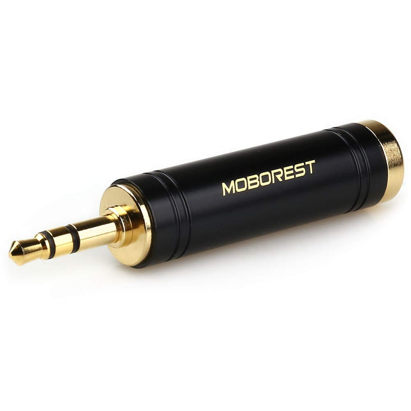 [Australia - AusPower] - MOBOREST 3.5mm to 6.35mm Stereo Pure Copper Adapter, 1/8'' (3.5mm) Male Plug to 1/4'' (6.35mm) Jack Female Socket Adapter for Headphone Amp Adapte Black -1PCS 3.5M-6.35F-BLACK-1PCS 