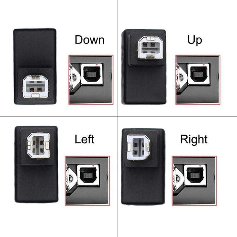 [Australia - AusPower] - Xiwai 4Pcs USB 2.0 B Type Male to Female Extension Adapter Horizontal Vertical Angled 90 Degree for Disk Scanner 