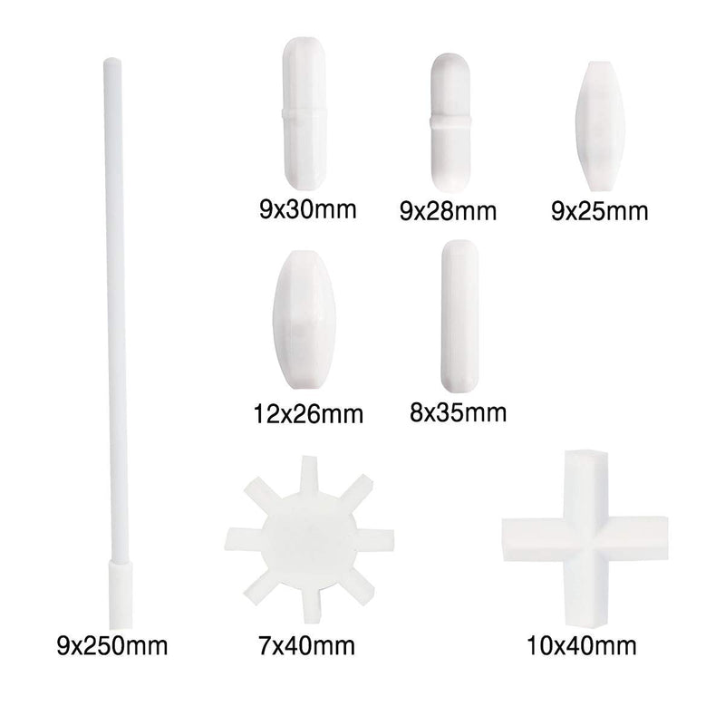 [Australia - AusPower] - Toolly 8 Pack Magnetic Stirrer - Stir Bars Mixer, PTFE Stiring Rod : 7 Shapes + Magnetic Retriever 
