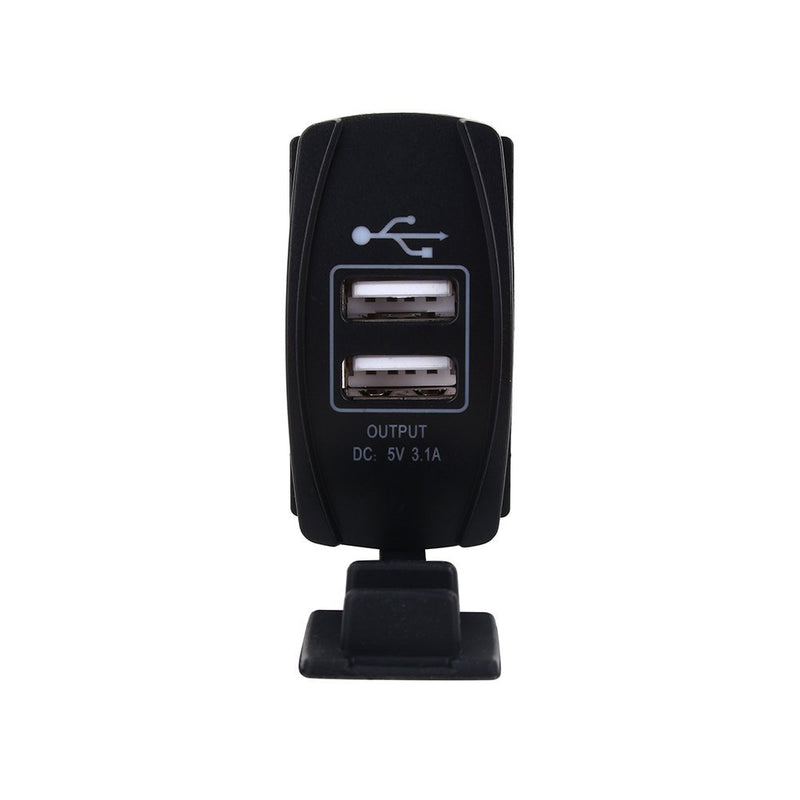 [Australia - AusPower] - Qiilu Dual USB Charger Rocker Switch Fast Charger Socket Power Blue LED Carling Switch ARB 5V 3.1A Rocker Switches Panel 12V 24V for Marine Boat Car Golf Cart UTV ATV 