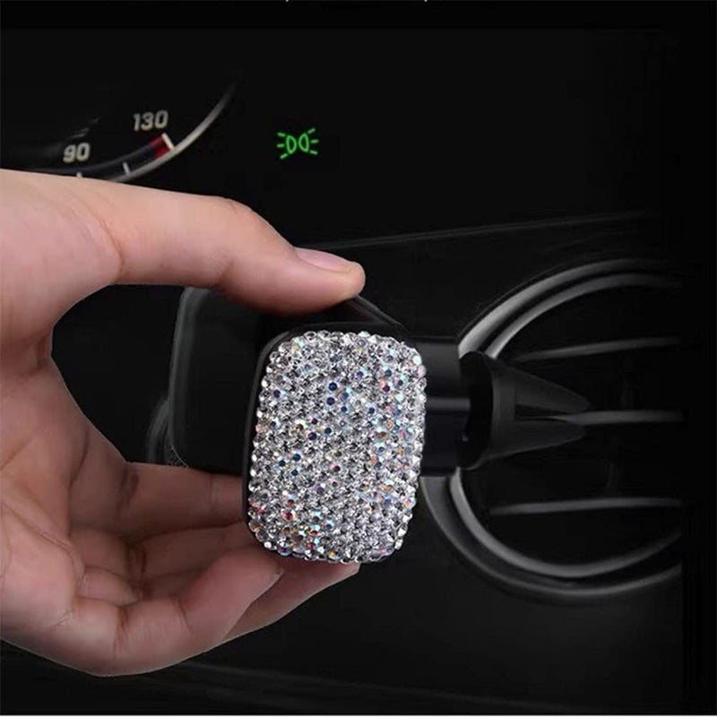 [Australia - AusPower] - HMDC Universal Bling Cell Phone Cradles Crystal Car Interior Decoration Cell Phone Holder Clip with Air Vent Base for Dashboard Windshield (White) White 
