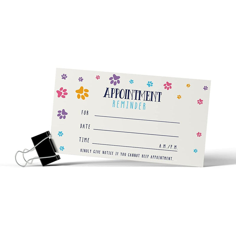 [Australia - AusPower] - Andaz Press Colorful Paw Print Appointment Business Cards for Dog Grooming, Dog Spa, Client Reminder, Vet Office, Dog Walking, Dog Boarding, Pet Sitting, Pet Care, Dog Training, 100-Pack, 2 x 3.5-Inch 