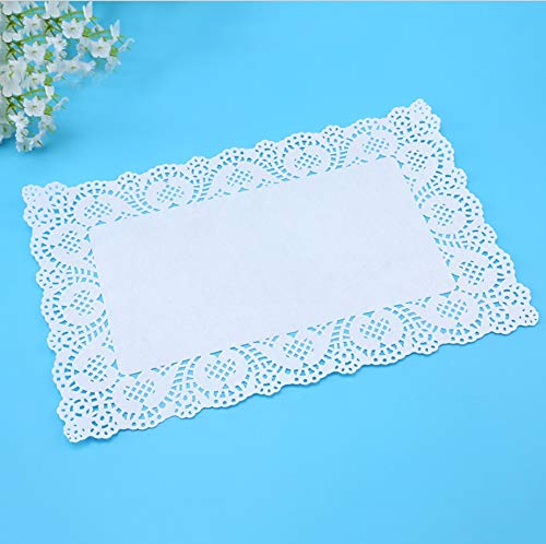 [Australia - AusPower] - SCHOLMART Rectangle Paper Doilies Paper Lace Tea Party Placemats Disposable Wedding Birthday Party Tableware Cake Packing Pad (7.5 x 12 Inch) 