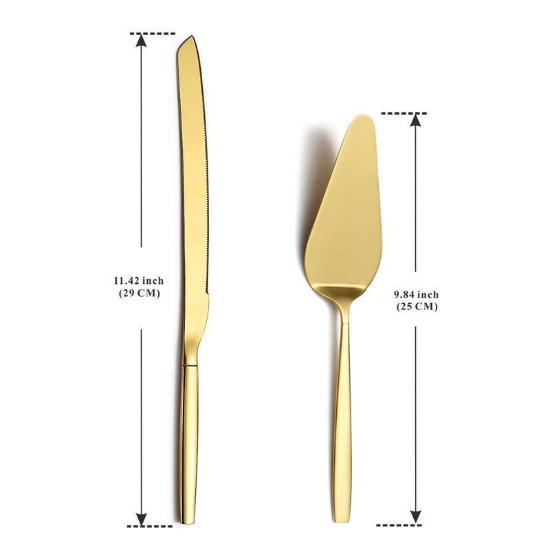 [Australia - AusPower] - Berglander Gold Cake Pie Pastry Servers, Gold Cake Serving Set,Cake Knife and Server Set Perfect For Wedding, Birthday, Parties and Events 1. Gold Serving Set 