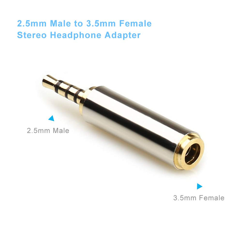 [Australia - AusPower] - LEOU New 2.5mm Male to 3.5mm Female Audio Headphone Adapter 2 PCS (2.5M-3.5F-2PCS) 