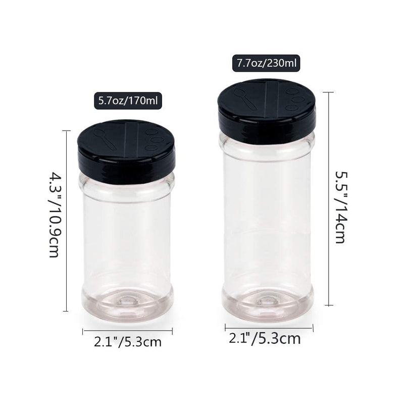 [Australia - AusPower] - FEOOWV 12Pcs Empty Plastic Spice Jars with Black Cap,Spice Bottles Containers,Great for Storing Condiment, Herbs and Powders (5.5oz/170ml) 