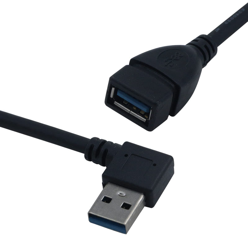 [Australia - AusPower] - Antrader USB 3.0 Type A 90 Degree Male to Straight Female Data Converter Adapter Cable Black Left & Right 2 Pairs Usb Cable Left + Right 