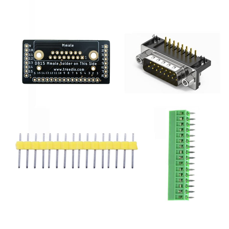 [Australia - AusPower] - Treedix DB15 Male Breakout Board DB15 Breakout Connector Serial to 15-Pin Port with Screw Terminal Block and Pin Header 