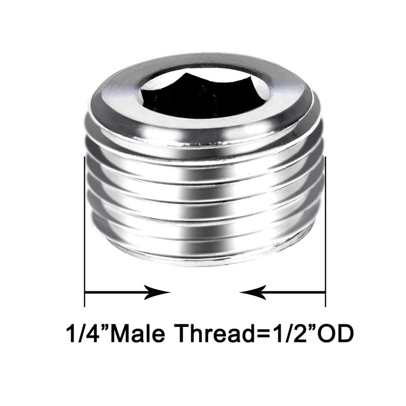 [Australia - AusPower] - Joywayus 4Pcs Stainless Steel Internal Hex Thread Socket Pipe Plug 1/4"NPT Male 1/4"NPT-4PCS 