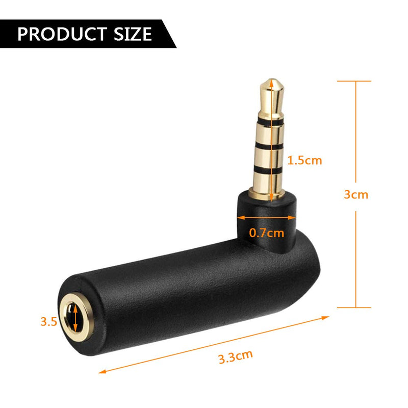 [Australia - AusPower] - 3.5mm Angle Male to Female Audio Adapter, 90 Degree Right Angle Gold-Plated TRS Stereo Jack Plug AUX Connector Compatible with Headset, Tablets, MP3 Players, Game Controller, Speakers(2 Pack) 
