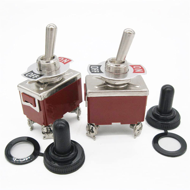 [Australia - AusPower] - Taiss 3pcs Toggle Switch DPST Latching ON/Off 4 Terminals 2 Position Toggle Switches 15A 250V/20A 125V Heavy Duty Rocker Toggle Switch with Waterproof Cap Ten-1221 