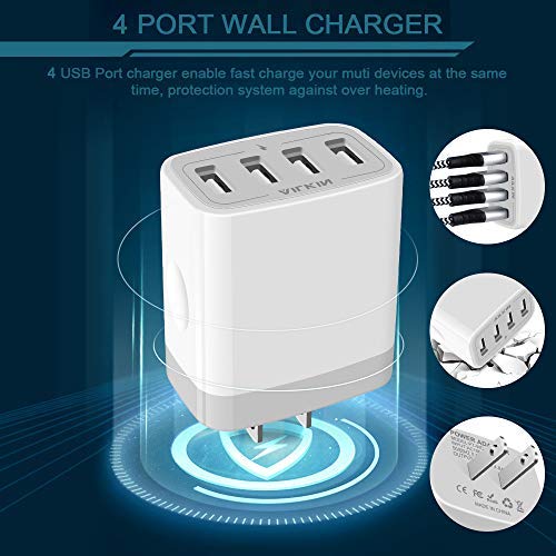 [Australia - AusPower] - USB Charger Adapter, 2-Pack AILKIN 4.8A 4-Muti Port Phone Wall Plug Fast Charging Block Box for iPhone 13 12 Pro Max 11 SE 10 XR XS X 8 7, Samsung Galaxy, Motorola, LG, Pixel, Power Cube Base Brick White 