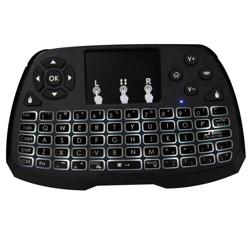 [Australia - AusPower] - Miritz 2.4GHz Wireless Mini Keyboard with Mouse Touchpad Remote Control, LED Backlit Colorful, USB Liion Battery Charging Black 
