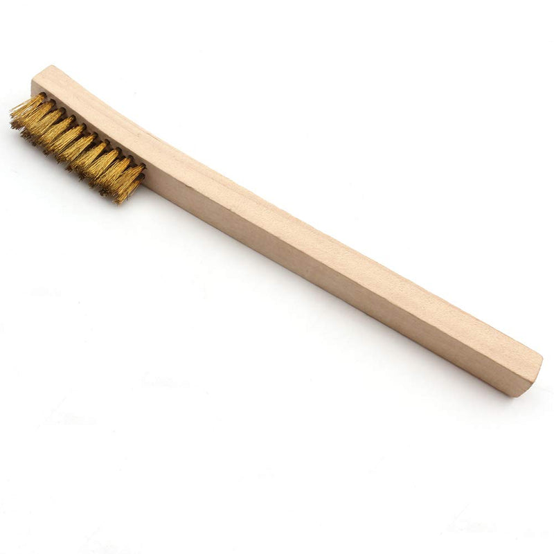 [Australia - AusPower] - Wire Brush Set,Detailing Cleaning Wire Scratch Brush,Brass,Nylon,Stainless Steel Bristles with Wood Handle,Small,12-Piece 