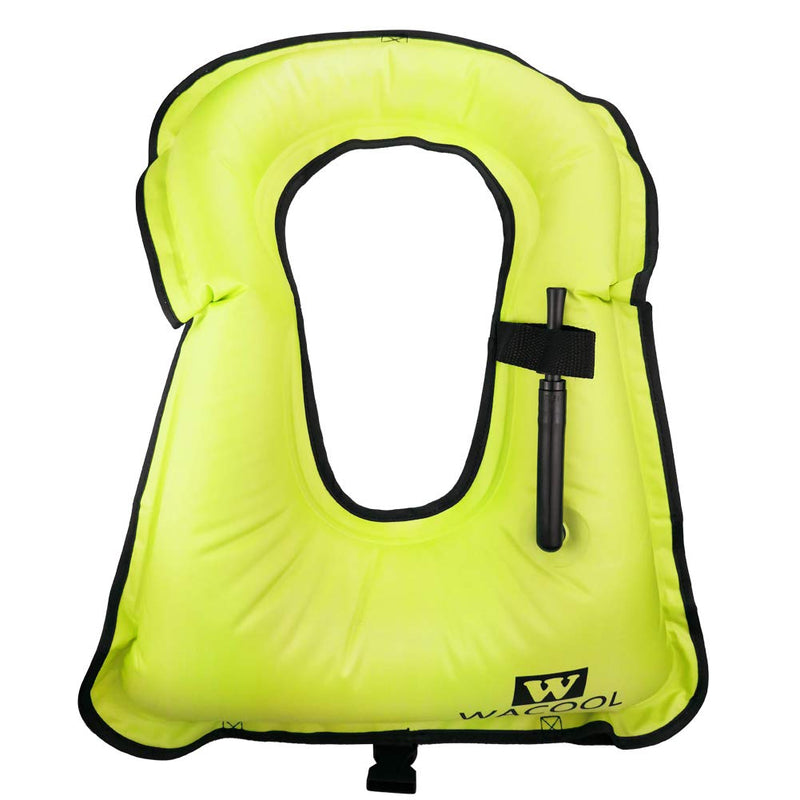 [Australia - AusPower] - WACOOL Inflatable Snorkel Diving Swimming Scuba Vest Jacket for Adult Youth Kids (Adult, Neon Green) 