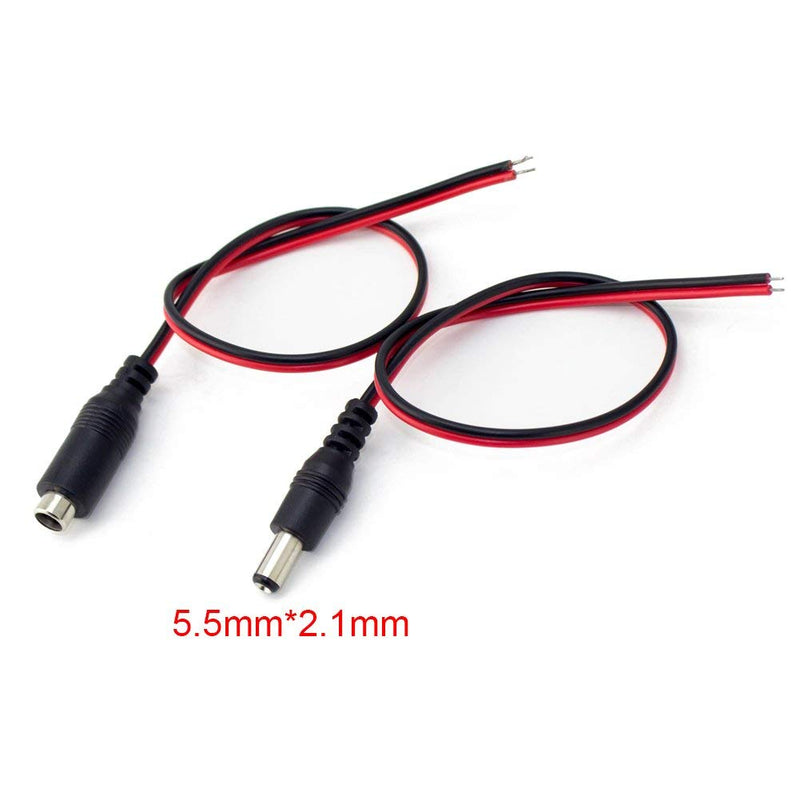 [Australia - AusPower] - CENTROPOWER DC Power Cable 12V 5A Plugs Male Female Connectors for CCTV Security Camera Pigtail Power Adapter Connectors (5.5mm x 2.1mm, 10 Pairs) 