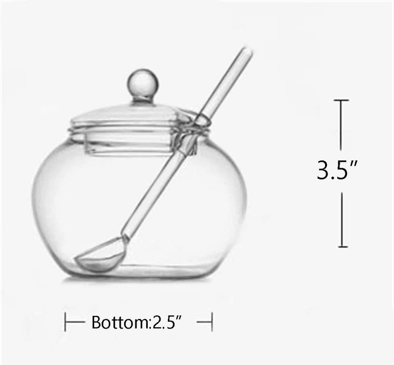 [Australia - AusPower] - 123Arts Clear Glass Sugar Bowl With Lid and Sugar Serving Spoon 