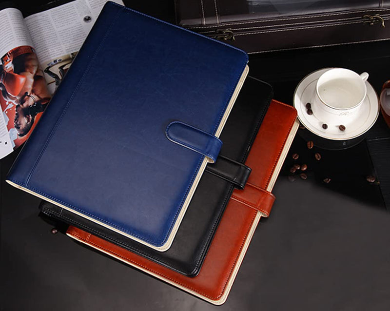 [Australia - AusPower] - Professional Portfolio Leather Business Padfolio Notebook with Letter Size Clipboard, A4 Portfolio Binder & Organizer Folder (Black) Black 