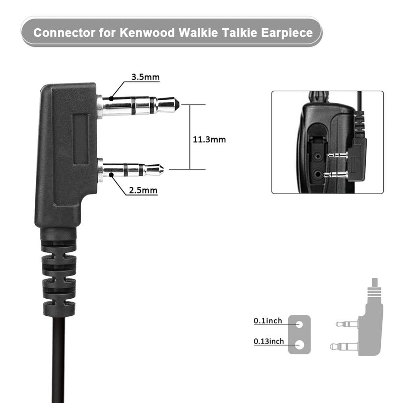 [Australia - AusPower] - Two Way Radio Earpiece for Kenwood Covert with Air Acoustic Tube Surveillance Headset 2-Pin 2.5mm/3.5mm Mic PTT Walkie Talkie Headphone 