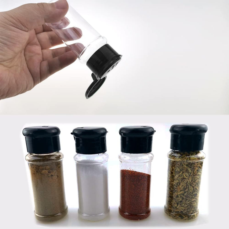 [Australia - AusPower] - SaktopDeco 3 OZ Plastic Spice Jars Bottles with Black Sifter Caps Seasoning Jars Set Shaker Lids for Condiment Storing Spice 