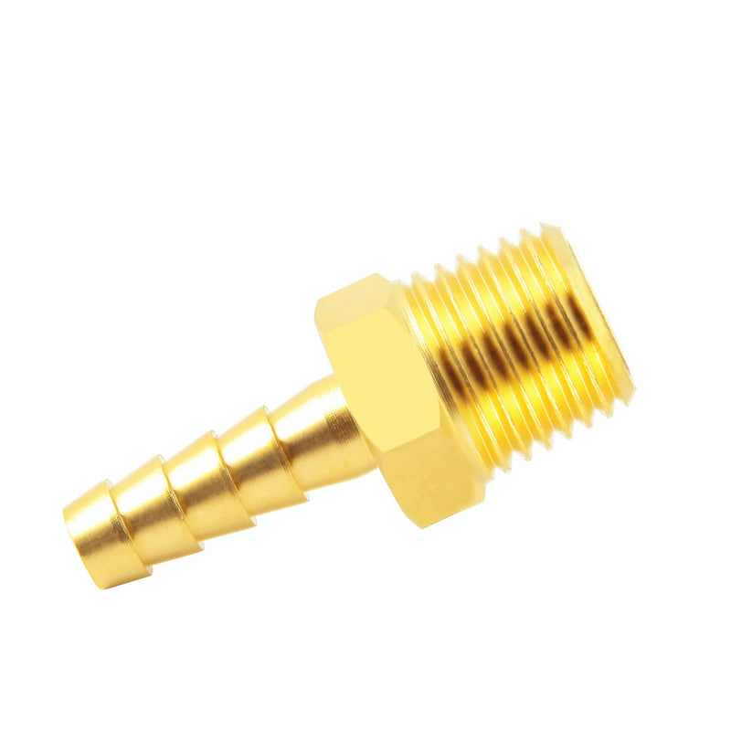 [Australia - AusPower] - Metaland Brass 1/4" Barb x 1/4" NPT Male Pneumatic Air Hose Fittings with Hose Clamps (Pack of 5) 1/4" Barbx 1/4"NPT 