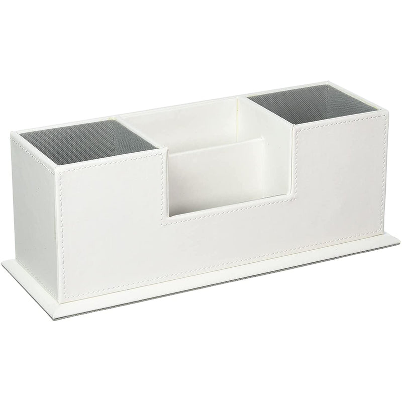 [Australia - AusPower] - UnionBasic 4 Compartment Desk Organizer - Dual Pen Holder - Card/Pen/Pencil/Mobile Phone Office Supplies Holder, White 