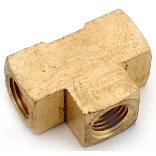 [Australia - AusPower] - Anderson Metals 56101-04 Brass Pipe Fitting, Barstock Tee, 1/4" x 1/4" x 1/4" NPT Female Pipe 0.25 Inch 