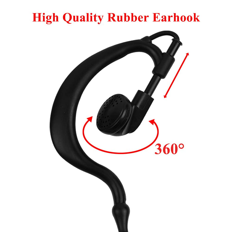[Australia - AusPower] - 2Pcs Single Wire Earhook Earpiece with Reinforced Cable for Motorola Radios GP88 CP200 CP200D CP185 CLS1410 CLS1110 DTR650 RDU2020 RDU4100 RDU2080D RMU2080D CLS RMM RMU, G Shape Headset with Ear Molds 