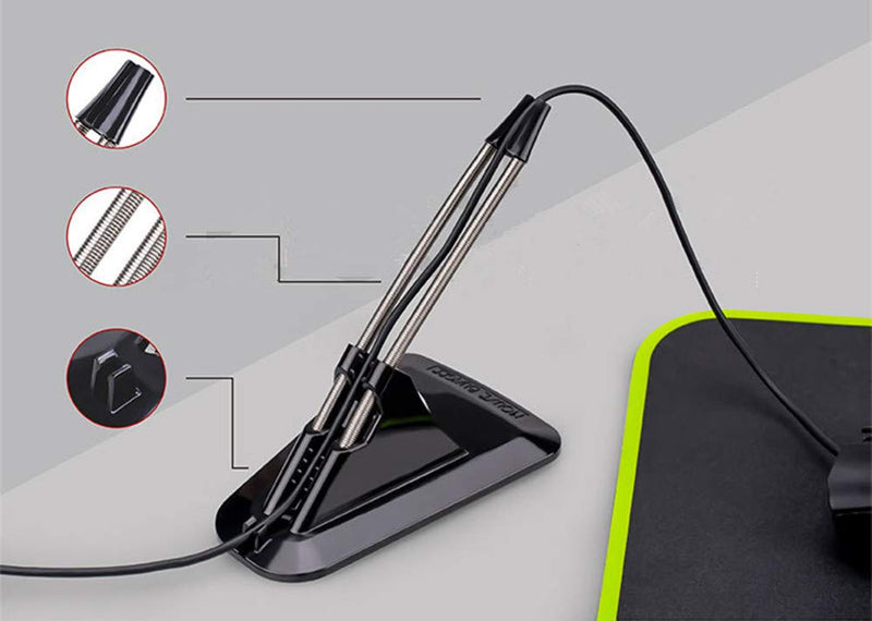 [Australia - AusPower] - Flexible Mouse Bungee Mouse Cord Management Fixer Holder (Black) 